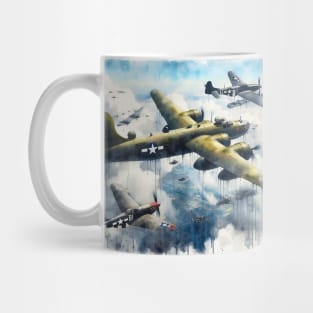 Fantasy illustration of WWII aircraft in battle Mug